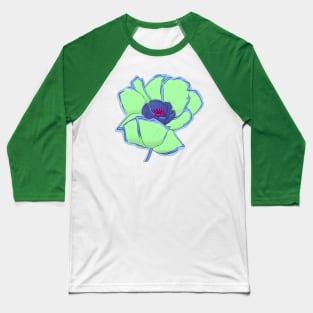 Retro Digital Colored Poppy Flower Illustration (MD23Mrl002b) Baseball T-Shirt